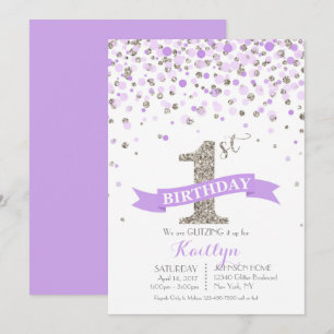 Silberner Glitzer Lavendel Sprinkler Neuer Geburts Einladung