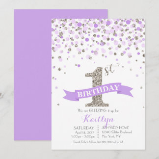 Silberner Glitzer Lavendel Sprinkler Neuer Geburts Einladung