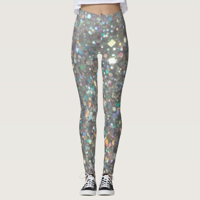Silberner Glitzer Leggings (Vorderseite)