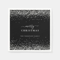 Silberner Glitzer Name Schwarz Frohe Weihnachten