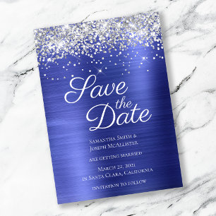 Silberner Glitzer Saphirblauer Ombre-Folie Save The Date
