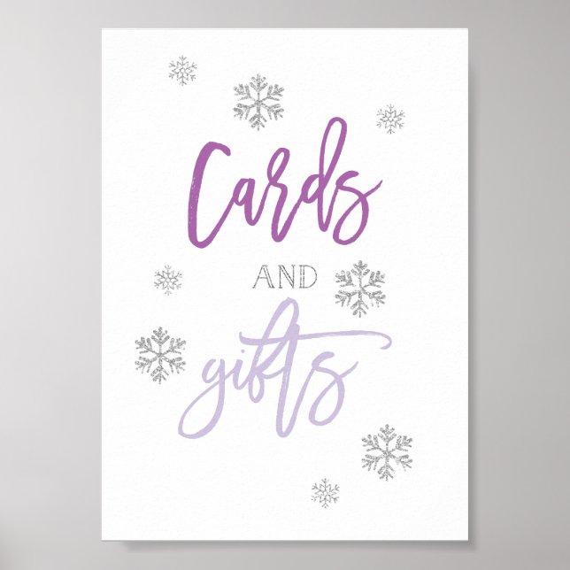 Silberner Glitzer Schneeflocken | Kartenzeichen Poster (Vorne)