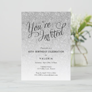 Silberner Glitzer Sie sind eingeladen Party Einladung