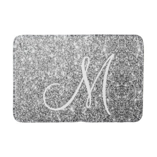 Silberner Glitzer Stylisches Mit Monogramm Glam Badematte
