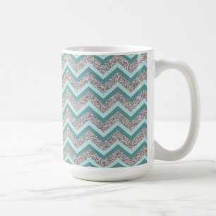 Silberner Glitzer und Aquamarines ZigZag Kaffeetasse