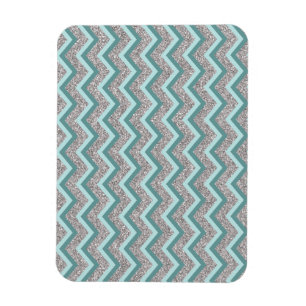 Silberner Glitzer und Aquamarines ZigZag Magnet