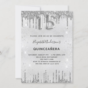 silberner Glitzer von Quinceanera Einladung