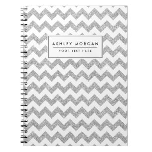 Silberner Glitzer-Zickzack Stripes Zickzack Muster Notizblock