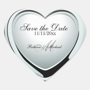 Silberner Herz-Anhänger Save the Date Herz-Aufkleber
