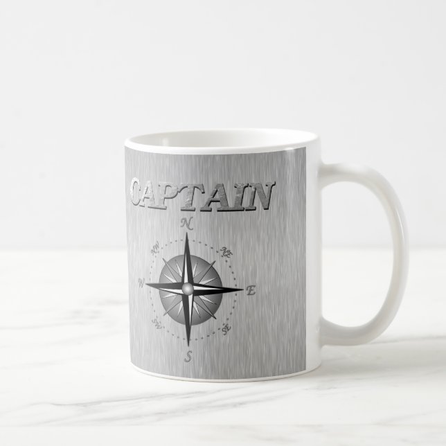 Silberner Kapitän mit Kompassrose Kaffeetasse (Rechts)