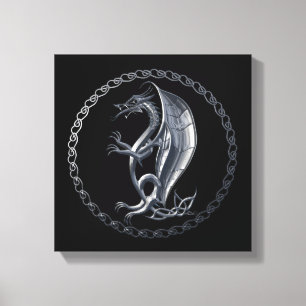 Silberner keltischer Drache Leinwanddruck