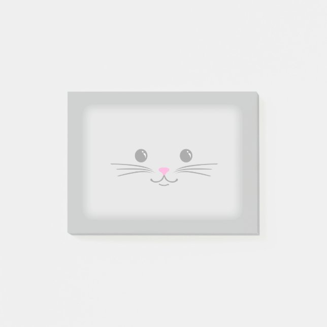 Silberner Kitty-Katzen-Tier-Gesichts-Entwurf Post-it Klebezettel (Vorderseite)