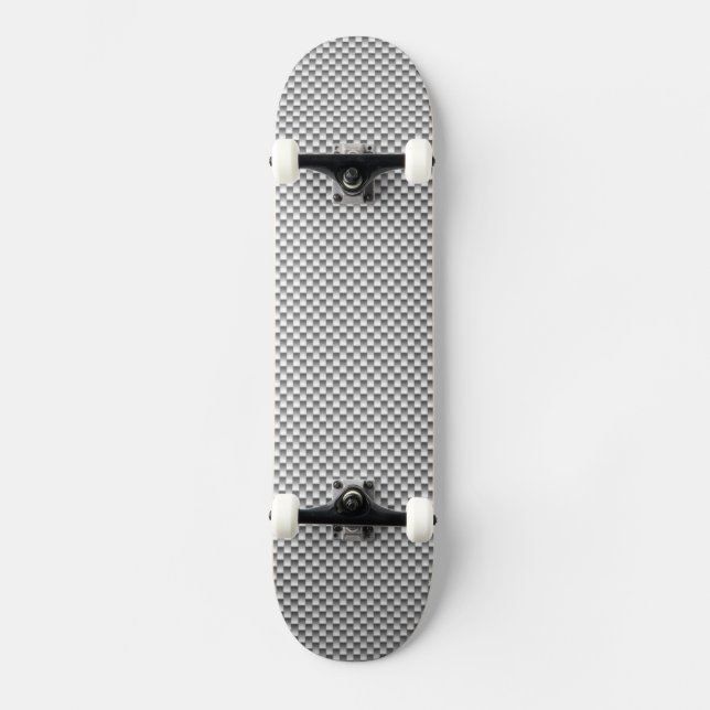 Silberner Kohlenstoff-Faser-Art-Druck Skateboard (Vorderseite)