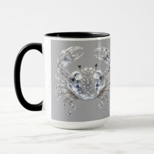 Silberner Kristallkrebs Funkelnder Ozean Luxus Tasse