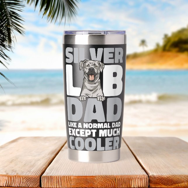 Silberner Labrador Retriever Silberner Lab Dad Thermobecher (Strand (gedreht))