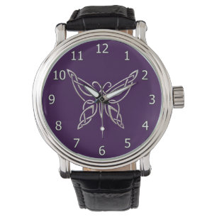 Silberner lila keltischer armbanduhr