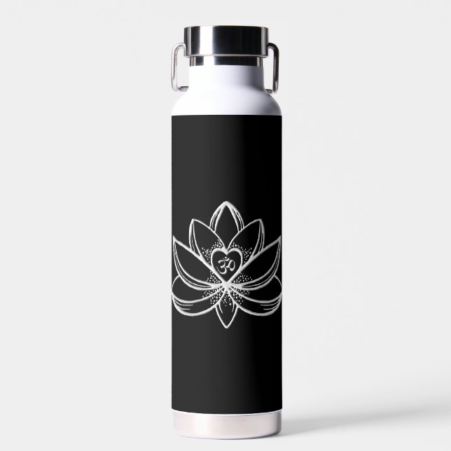 Silberner Lotus  Trinkflasche (Vorne)