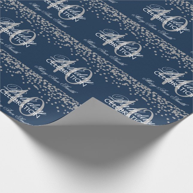Silberner Marine-Blau-40. Geschenkpapier (Ecke)