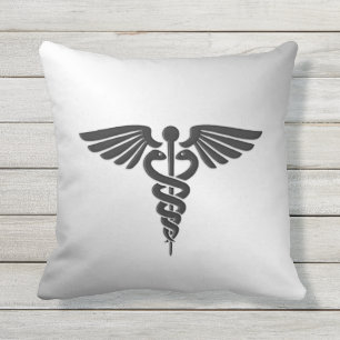 Silberner medizinischer Caduceus Kissen