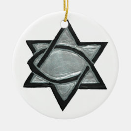 Silberner messianischer Stern Keramik Ornament