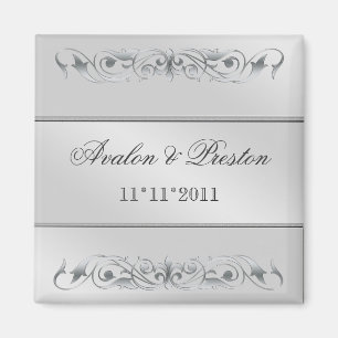 Silberner Metall Save the Date Magnet