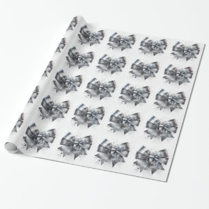 Silberner Metallbogen mit falschen Glitzersteinen Geschenkpapier