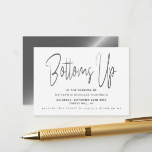 Silberner Metalleffekt Schriftart Stil Freigetränk Begleitkarte