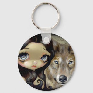 "Silberner mit Augen Wolf-" Schlüsselanhänger