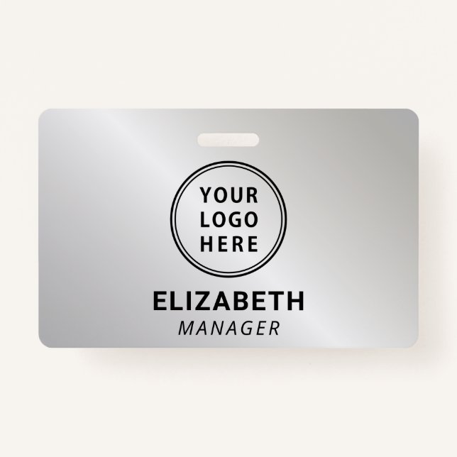 Silberner Name des Firmenlogos Ausweis (Vorderseite)