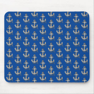 silberner nautischer Anker mit Seil Mousepad