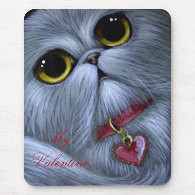 SILBERNER PERSISCHER CAT - MEIN VALENTINSGRUSS MOUSEPAD (Vorne)
