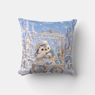 Silberner Pinguin-Eiscreme-Winterpalast Kissen