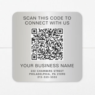 Silberner QR-Code Geschäft Quadratischer Aufkleber