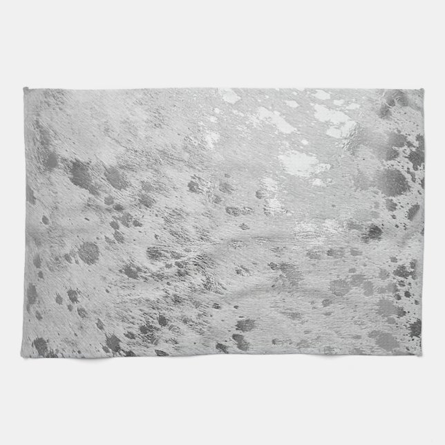 Silberner Rindleder-Druck metallisch Geschirrtuch (Horizontal)