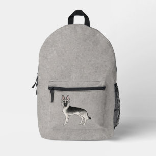 Silberner Sable Deutscher Schäferhund Süßer Cartoo Bedruckter Rucksack