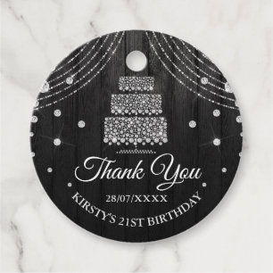 Silberner Schwarzer Diamant-Torte Geburtstagsfeier Geschenkanhänger