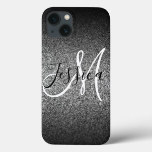 Silberner schwarzer Glitter Ombre personalisiert Case-Mate iPhone Hülle