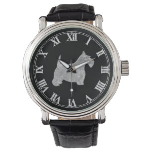 Silberner Scottie Ihr Hintergrund Armbanduhr