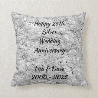 Silberner Stein-25. silberner Hochzeitstag Kissen