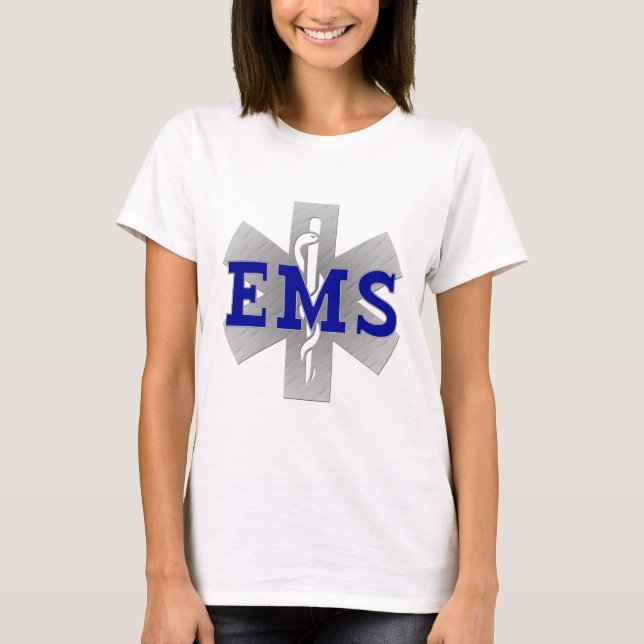 Silberner Stern des Lebens mit blauem EMS T-Shirt (Vorderseite)