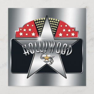 Silberner Stern Hollywood-Schriftart Retro-Einladu Einladung