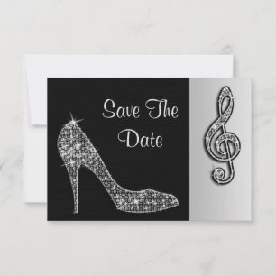 Silberner Stiletto & Violinschlüssel 30. Save The Date