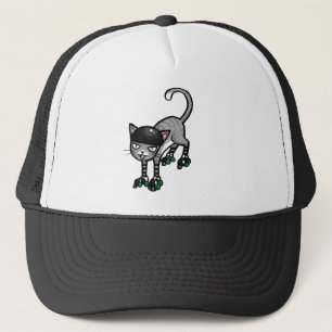 Silberner Tabby auf RollerSkates Truckerkappe