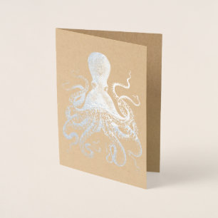 Silberner Tintenfisch Oktopus Folienkarte