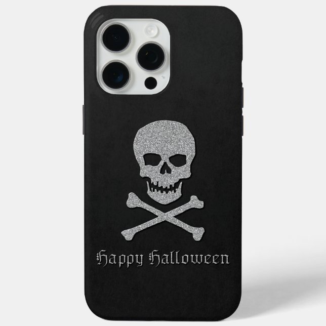 Silberner Totenkopf und Knochen Halloween Case-Mate iPhone Hülle (Rückseite)