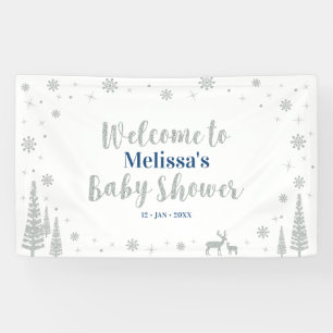 Silberner und blauer Winter-Junge-Baby-Shower-Will Banner