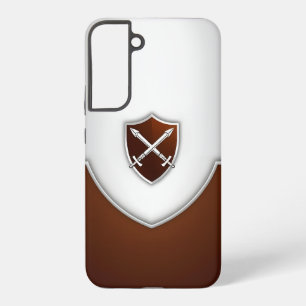 Silberner und brauner Schild mit gekreuzten Schwer Samsung Galaxy Hülle
