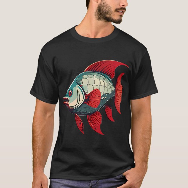 Silberner und roter Fisch T-Shirt (Vorderseite)