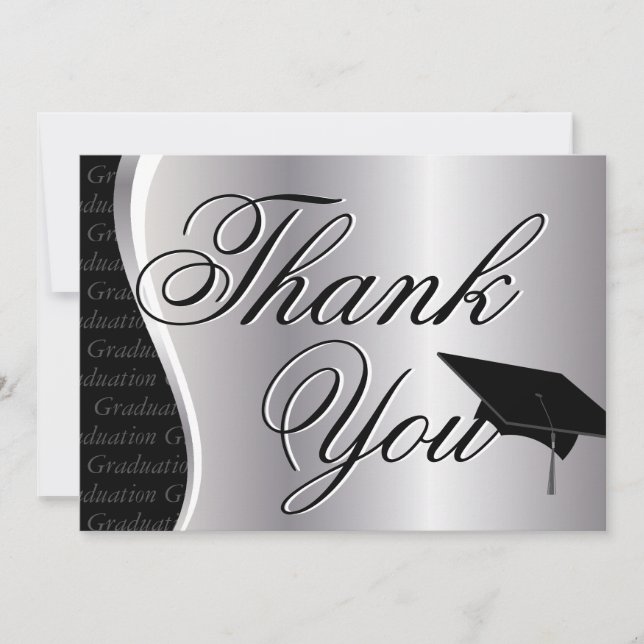 Silberner und schwarzer Abschluss danken Ihnen Dankeskarte (Vorderseite)
