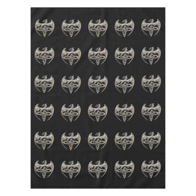 Silberner und schwarzer DracheTrine Celtic knotet Tischdecke (Vorderseite)